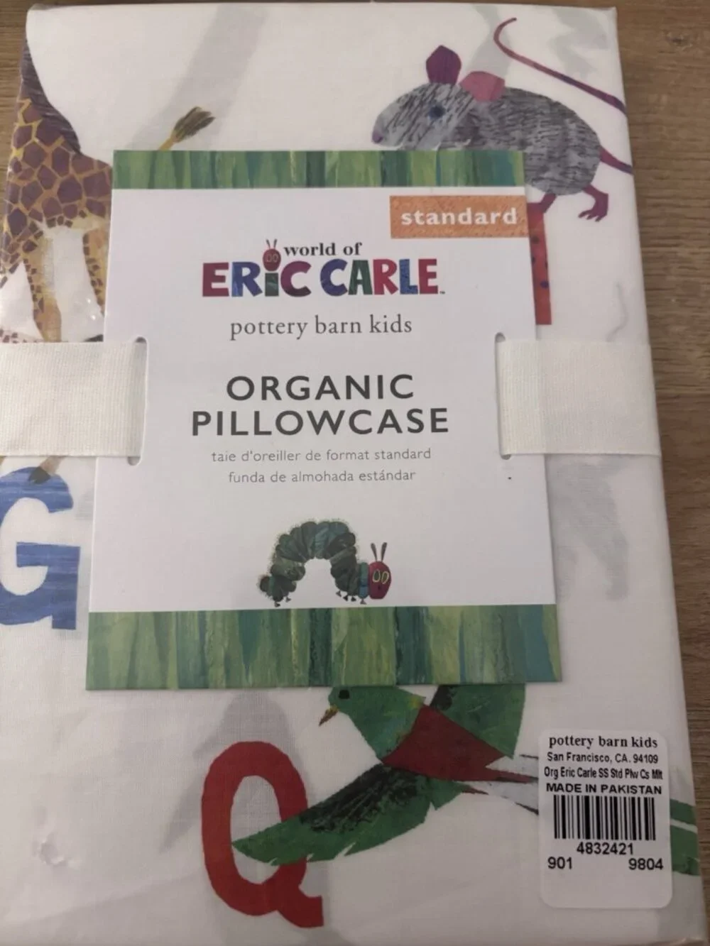 NEW Pottery Barn Kids Eric Carle Alphabet Standard Pillowcase Organic Cotton